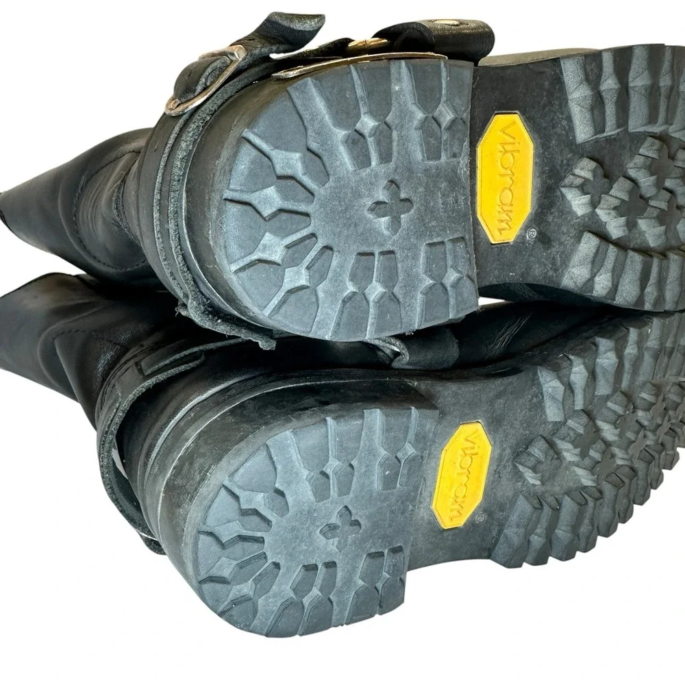 Xelement Men's 10 M Black Leather Eagle Harness Motorcycle Boots Vibram Sole